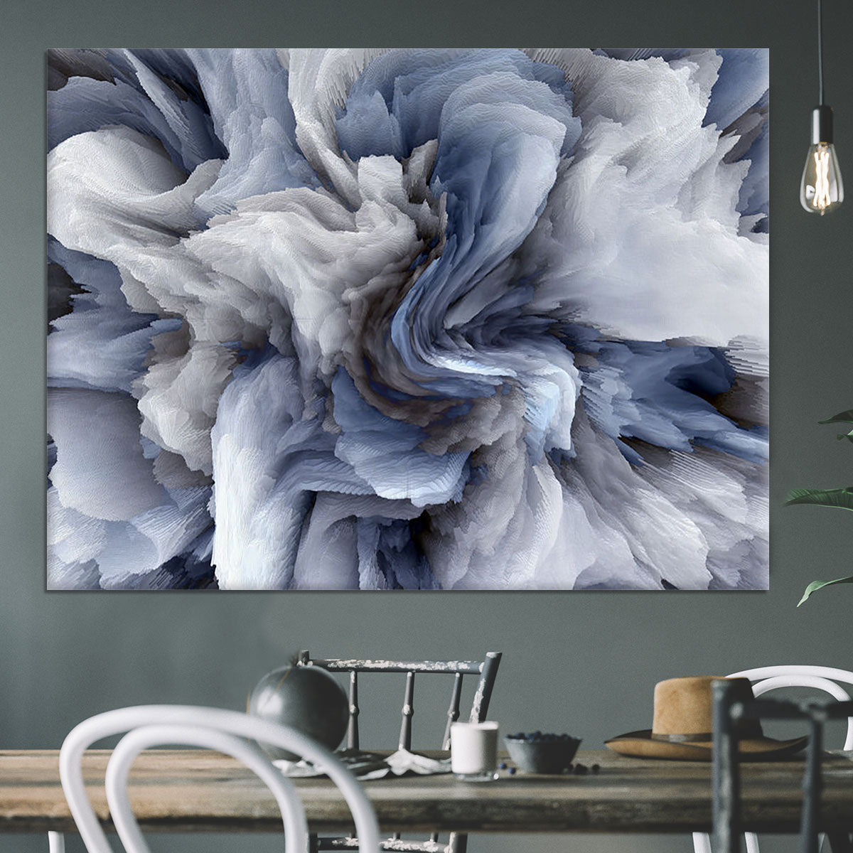 Navy and White Abstract Watercolour Canvas Print or Poster - Canvas Art Rocks - 3