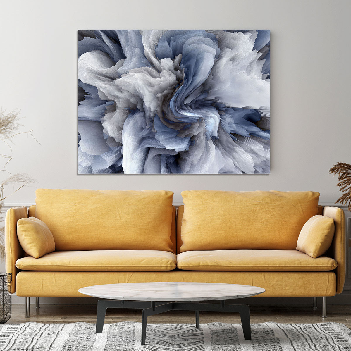 Navy and White Abstract Watercolour Canvas Print or Poster - Canvas Art Rocks - 4