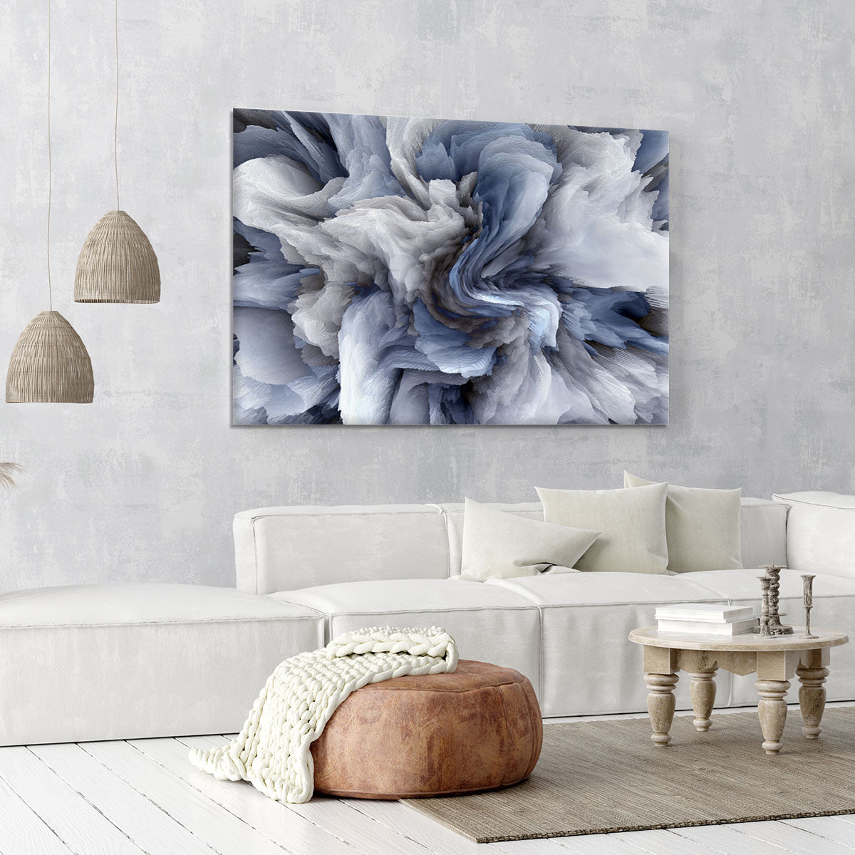 Navy and White Abstract Watercolour Canvas Print or Poster - Canvas Art Rocks - 6