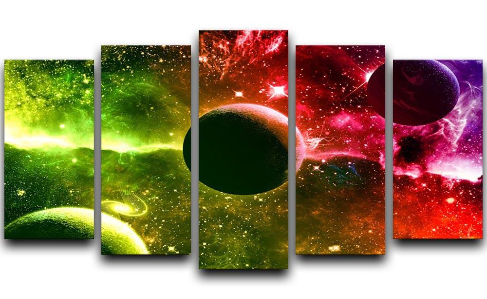 Nebula Stars and Planets 5 Split Panel Canvas  - Canvas Art Rocks - 1