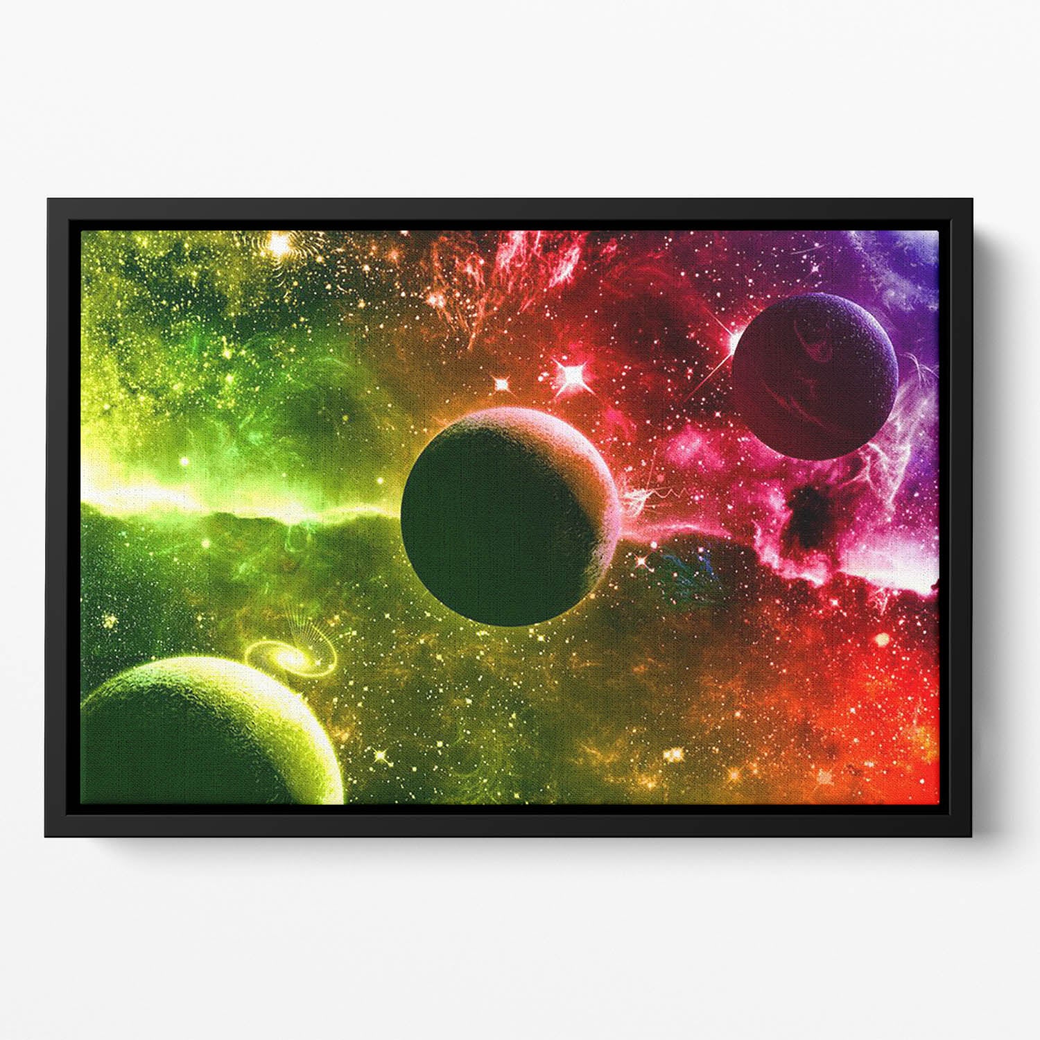 Nebula Stars and Planets Floating Framed Canvas