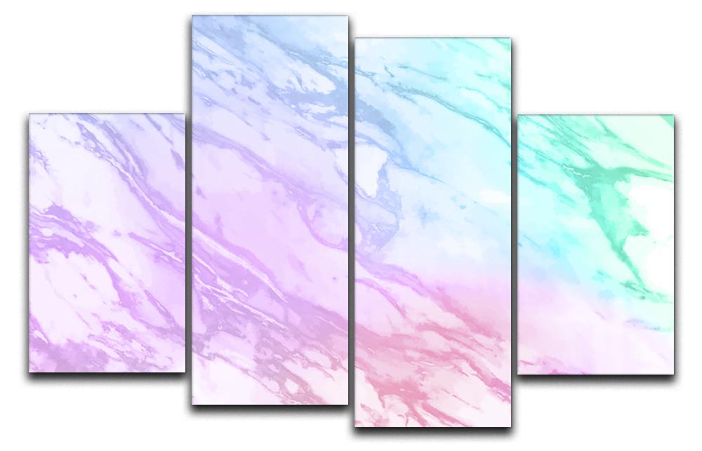 Neon Striped Marble 4 Split Panel Canvas - Canvas Art Rocks - 1