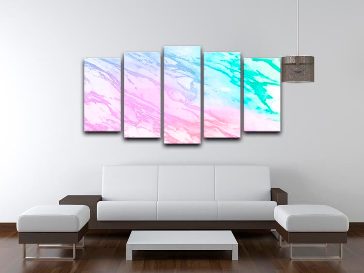 Neon Striped Marble 5 Split Panel Canvas - Canvas Art Rocks - 3