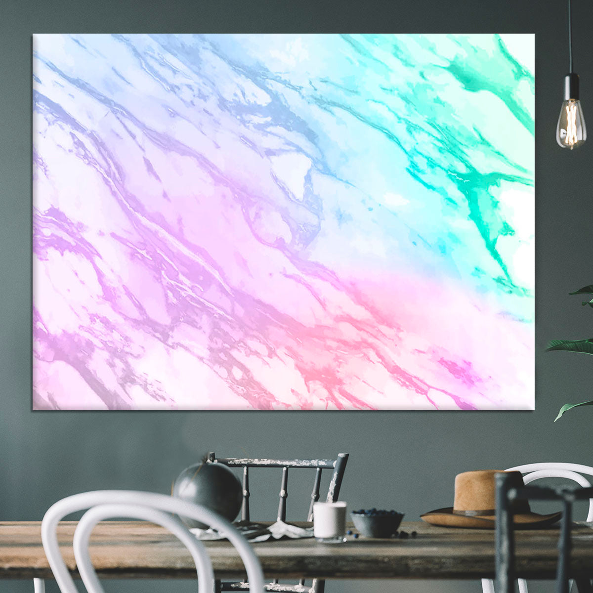 Neon Striped Marble Canvas Print or Poster - Canvas Art Rocks - 3