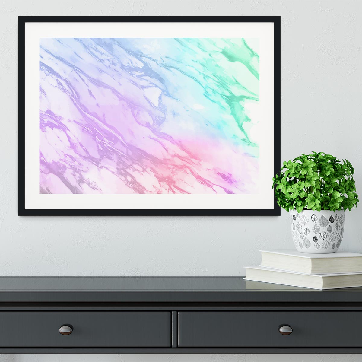 Neon Striped Marble Framed Print - Canvas Art Rocks - 1
