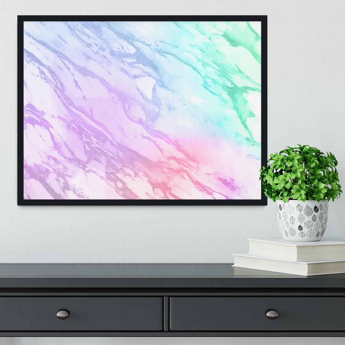 Neon Striped Marble Framed Print - Canvas Art Rocks - 2