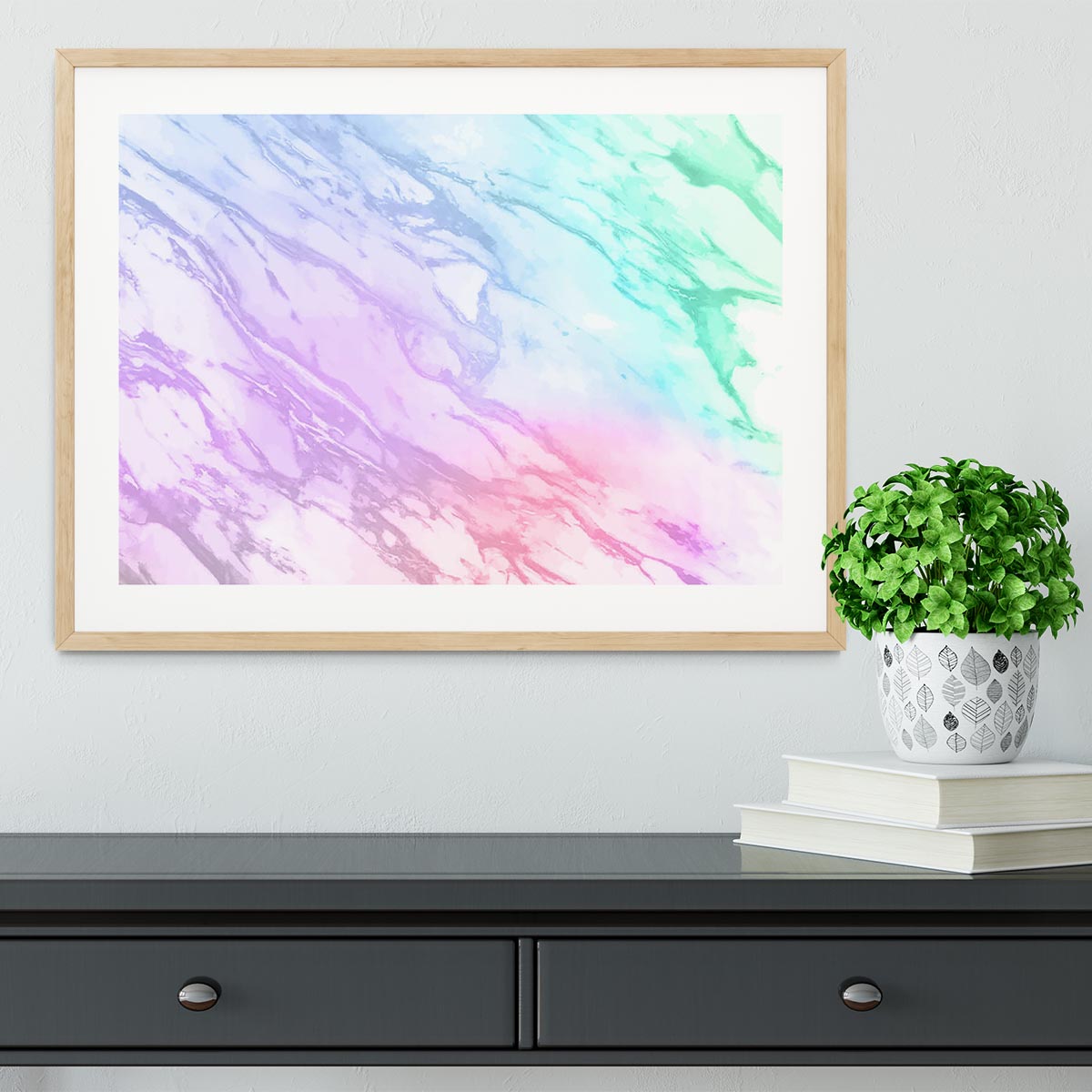 Neon Striped Marble Framed Print - Canvas Art Rocks - 3