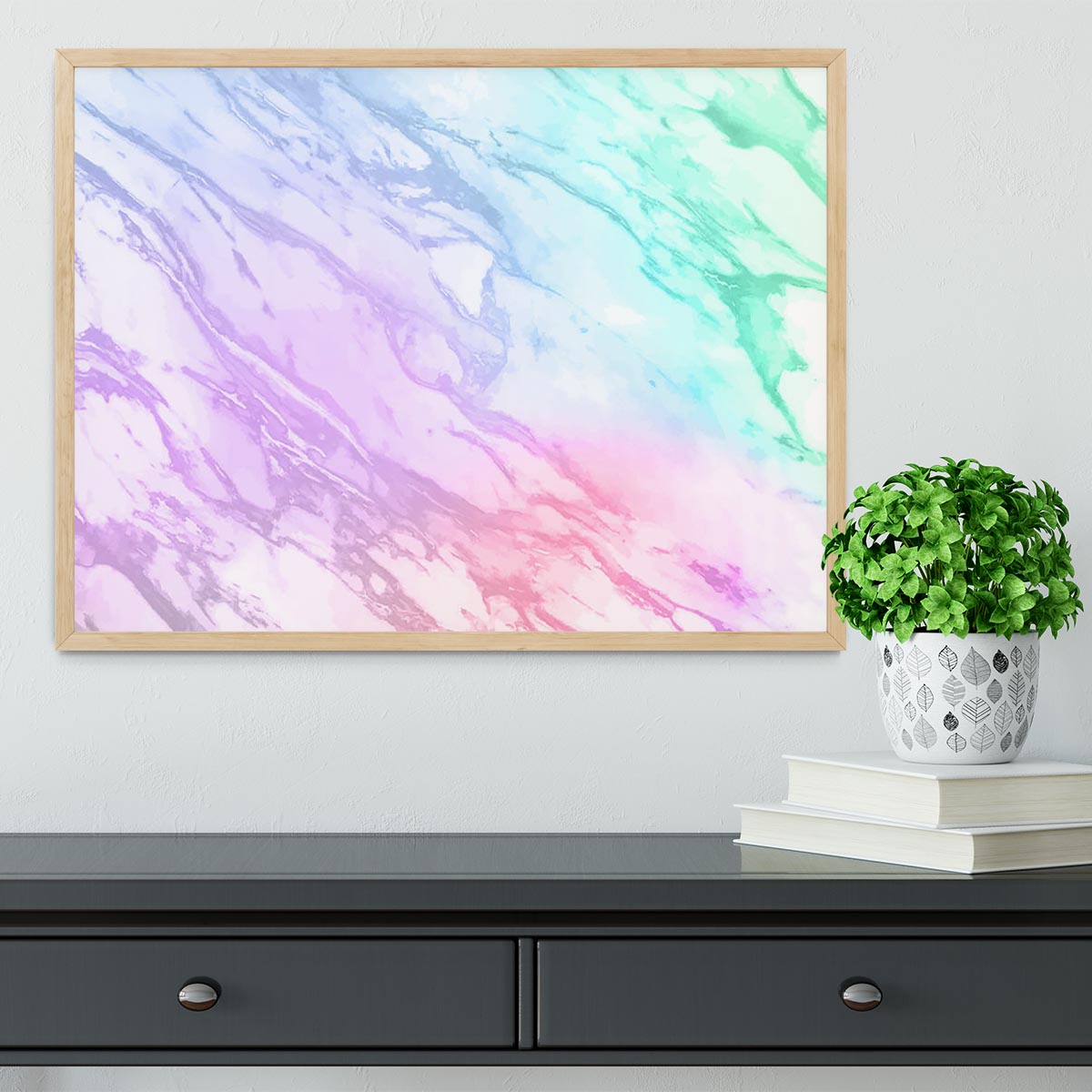 Neon Striped Marble Framed Print - Canvas Art Rocks - 4
