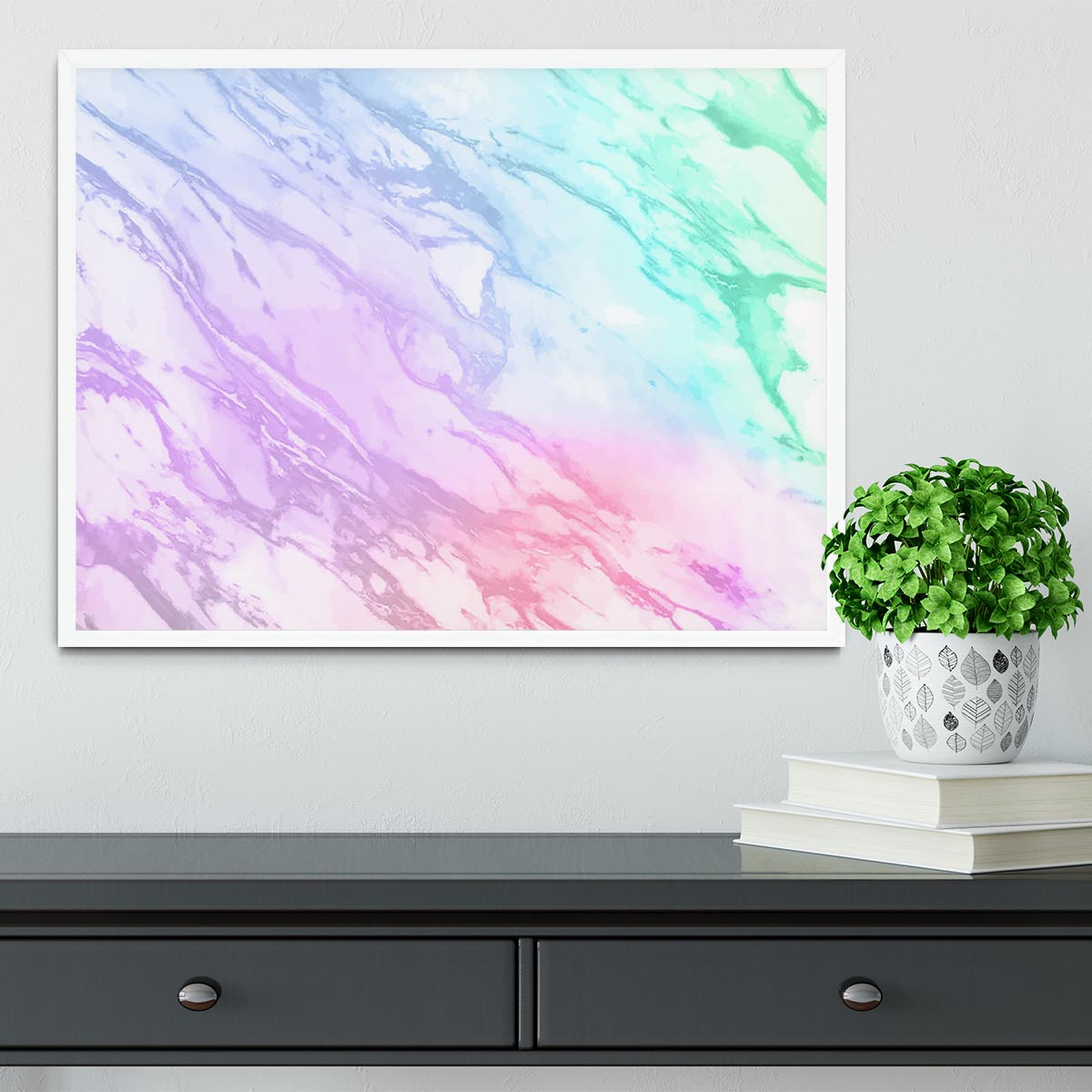 Neon Striped Marble Framed Print - Canvas Art Rocks -6