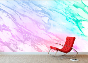 Neon Striped Marble Wall Mural Wallpaper - Canvas Art Rocks - 2