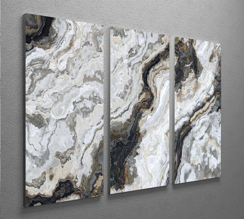 Neutral Coloured Marble 3 Split Panel Canvas Print - Canvas Art Rocks - 2