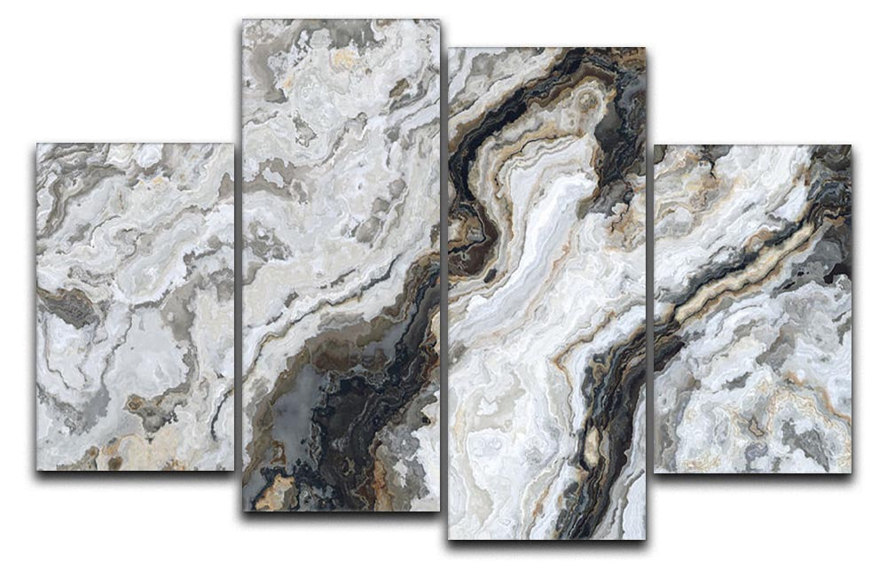 Neutral Coloured Marble 4 Split Panel Canvas - Canvas Art Rocks - 1