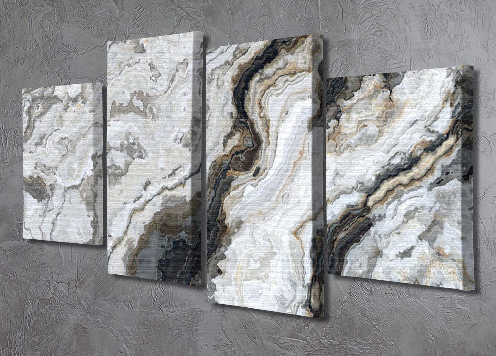 Neutral Coloured Marble 4 Split Panel Canvas - Canvas Art Rocks - 2