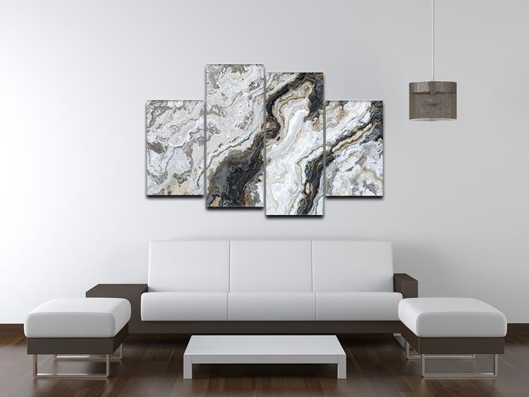 Neutral Coloured Marble 4 Split Panel Canvas - Canvas Art Rocks - 3