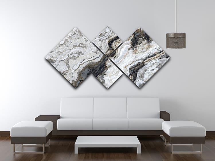 Neutral Coloured Marble 4 Square Multi Panel Canvas - Canvas Art Rocks - 3