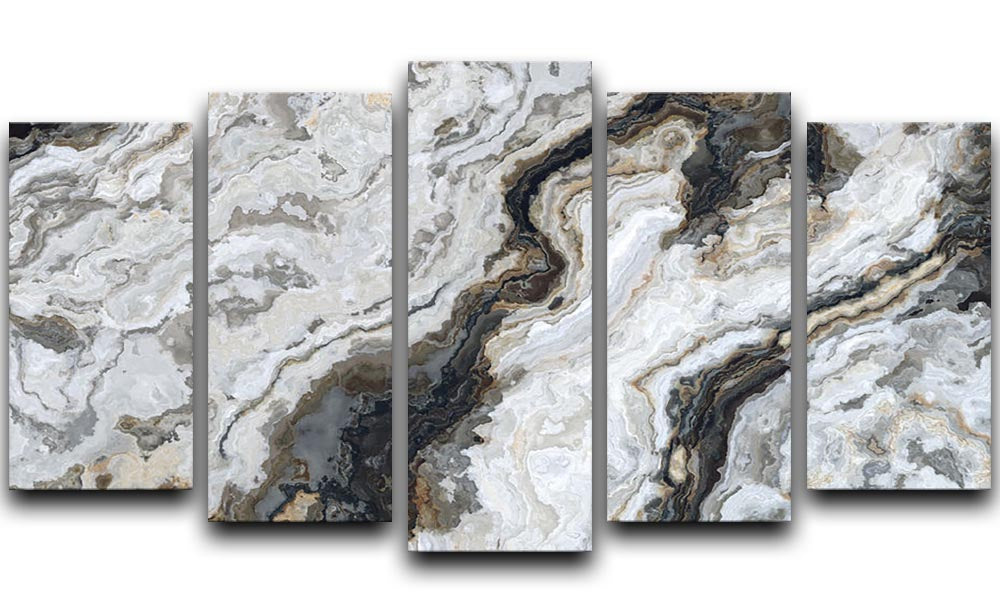 Neutral Coloured Marble 5 Split Panel Canvas - Canvas Art Rocks - 1