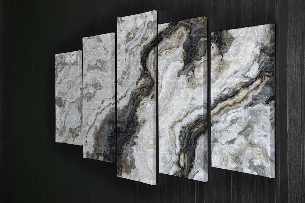 Neutral Coloured Marble 5 Split Panel Canvas - Canvas Art Rocks - 2