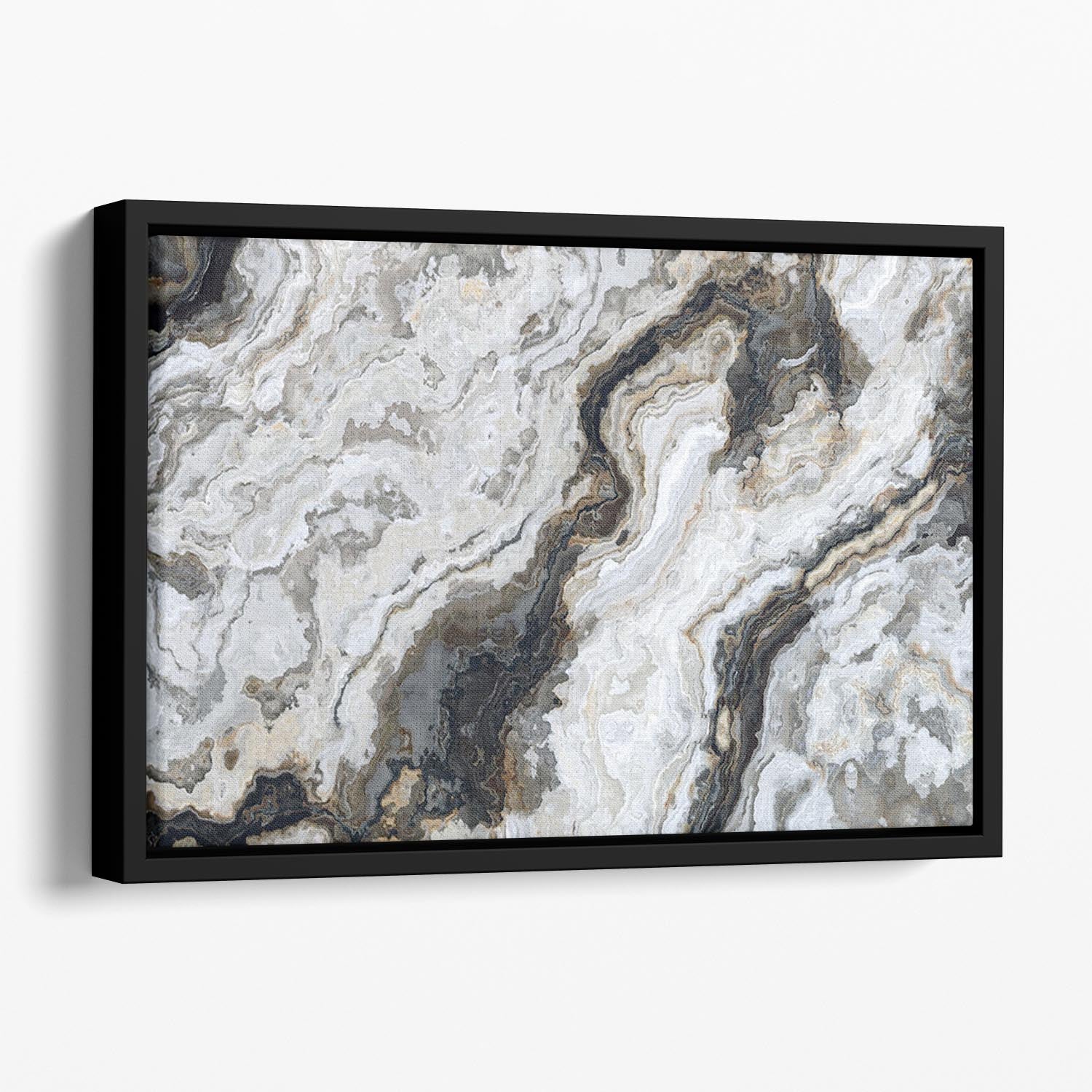 Neutral Coloured Marble Floating Framed Canvas - Canvas Art Rocks - 1