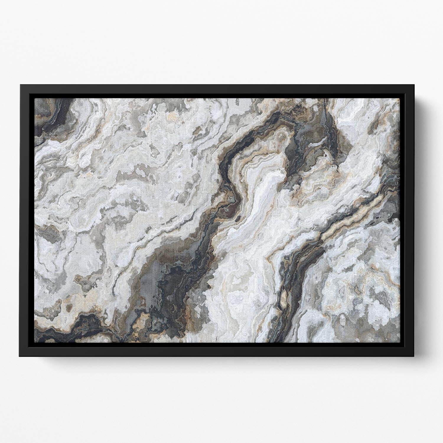 Neutral Coloured Marble Floating Framed Canvas - Canvas Art Rocks - 2