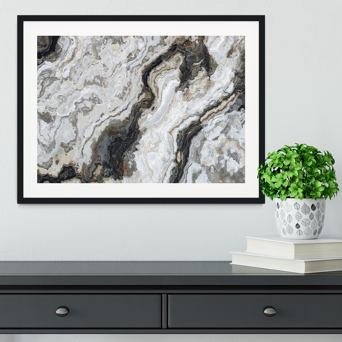 Neutral Coloured Marble Framed Print - Canvas Art Rocks - 1