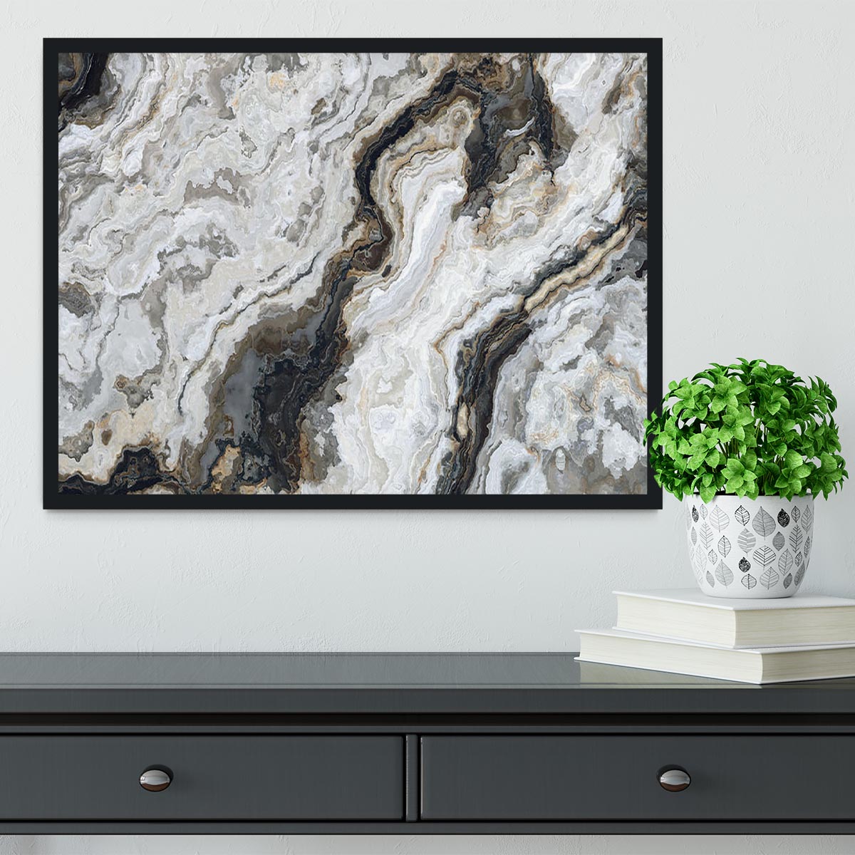 Neutral Coloured Marble Framed Print - Canvas Art Rocks - 2
