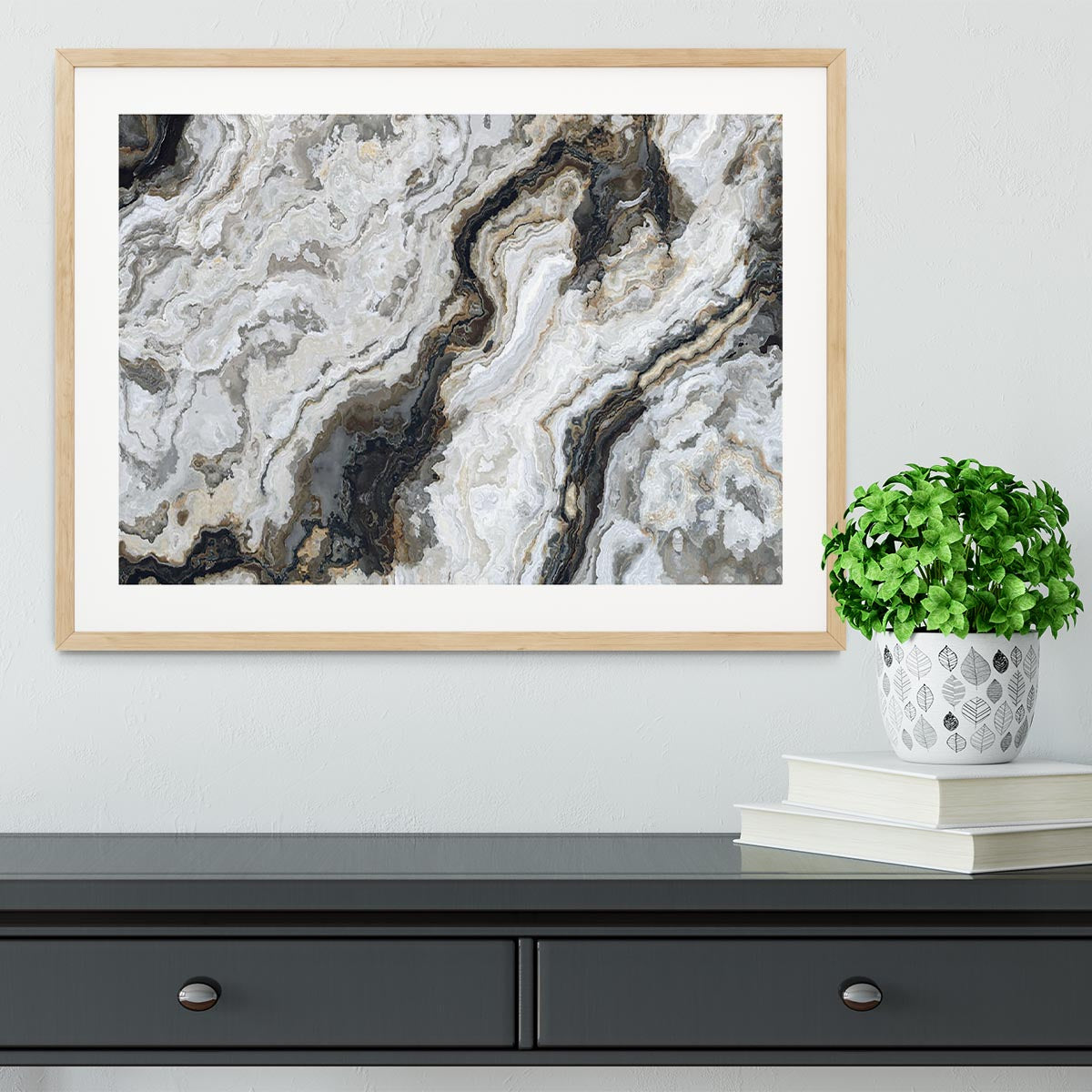 Neutral Coloured Marble Framed Print - Canvas Art Rocks - 3