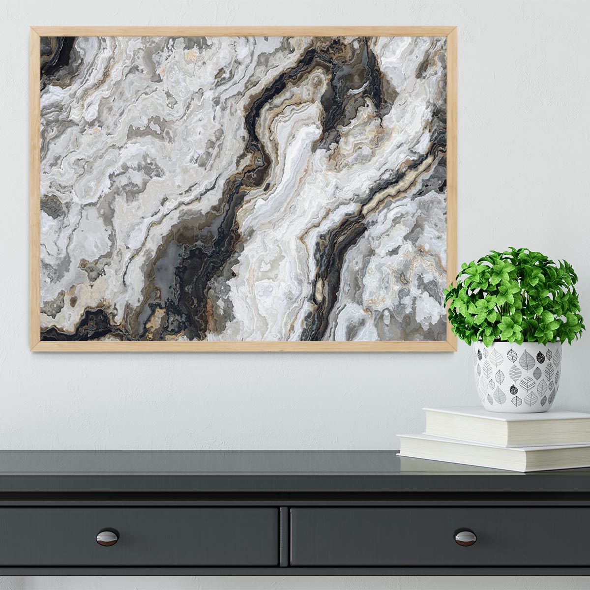 Neutral Coloured Marble Framed Print - Canvas Art Rocks - 4