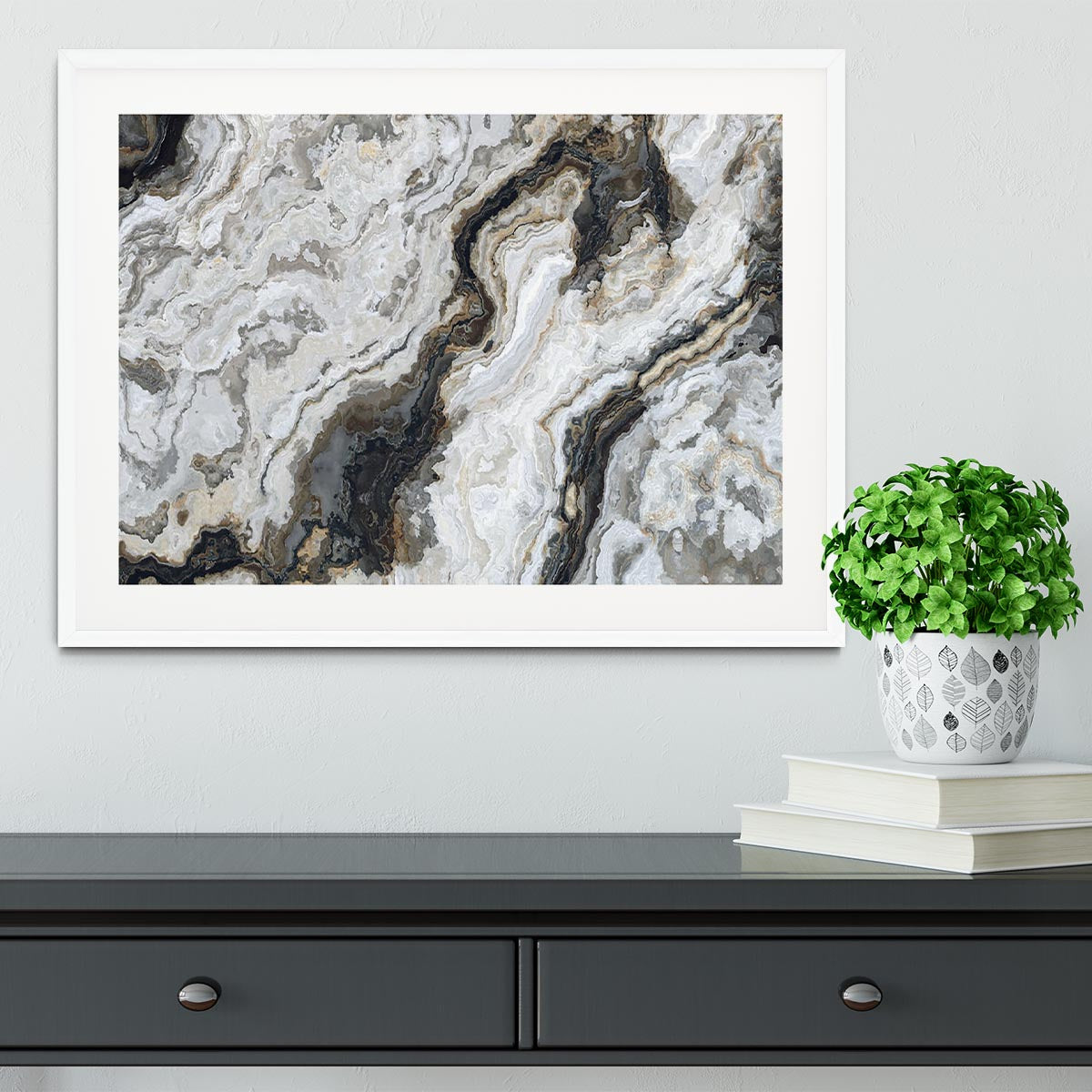 Neutral Coloured Marble Framed Print - Canvas Art Rocks - 5