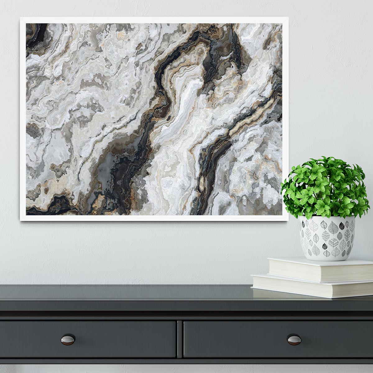 Neutral Coloured Marble Framed Print - Canvas Art Rocks -6