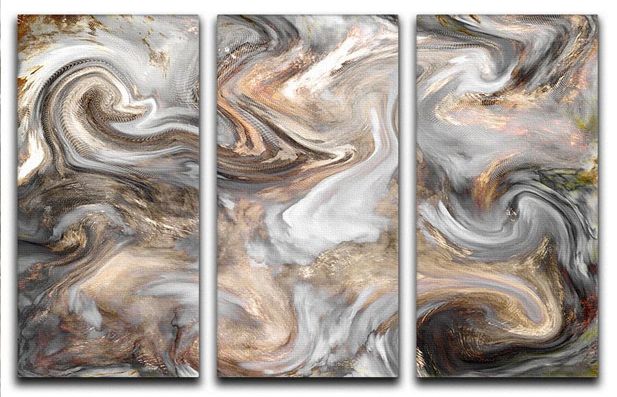 Neutral Stone Swirl Marble 3 Split Panel Canvas Print - Canvas Art Rocks - 1