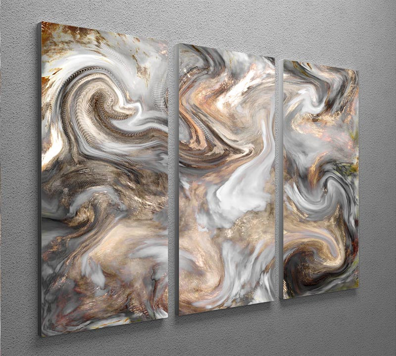 Neutral Stone Swirl Marble 3 Split Panel Canvas Print - Canvas Art Rocks - 2