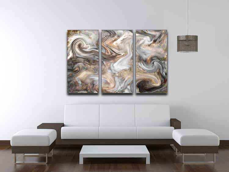 Neutral Stone Swirl Marble 3 Split Panel Canvas Print - Canvas Art Rocks - 3