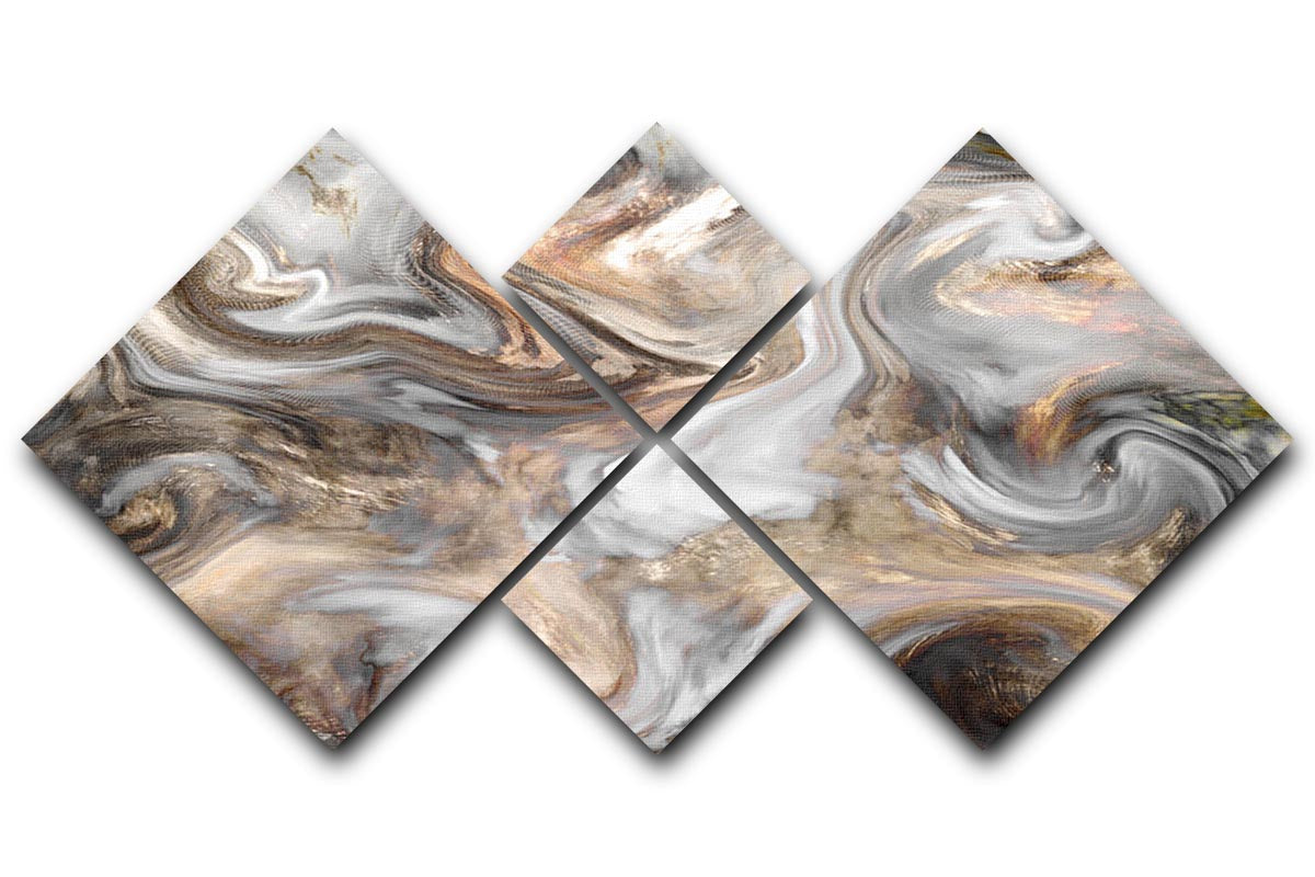 Neutral Stone Swirl Marble 4 Square Multi Panel Canvas - Canvas Art Rocks - 1