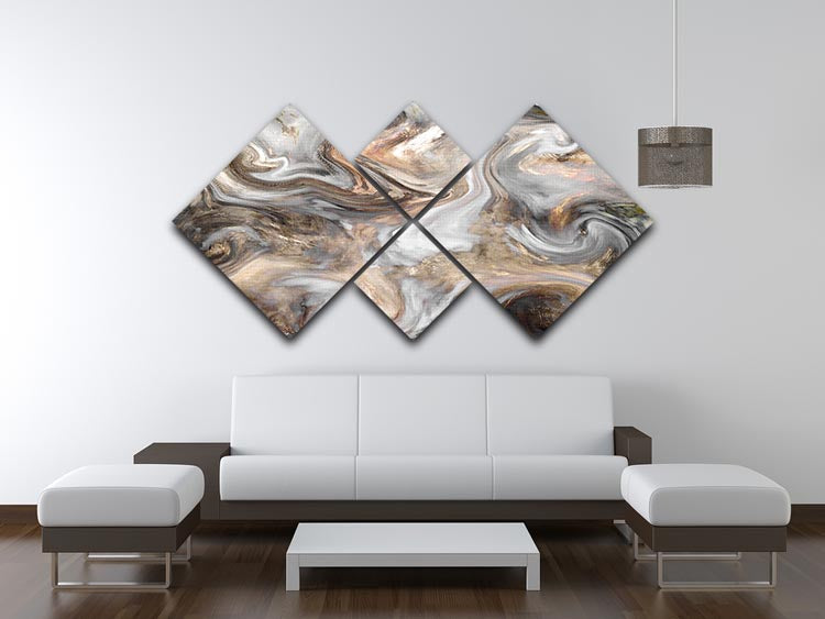 Neutral Stone Swirl Marble 4 Square Multi Panel Canvas - Canvas Art Rocks - 3