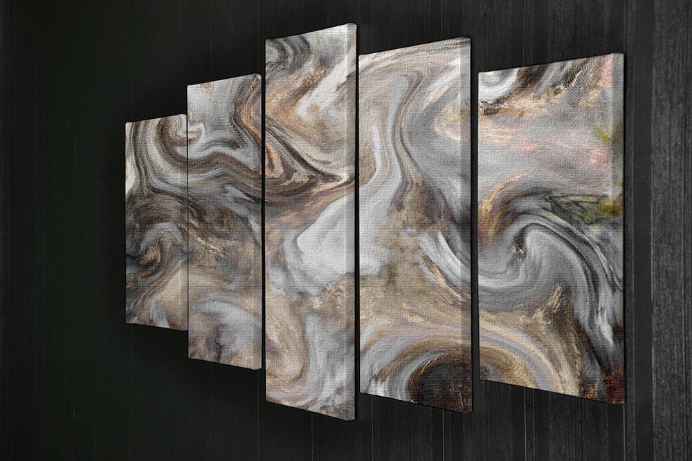 Neutral Stone Swirl Marble 5 Split Panel Canvas - Canvas Art Rocks - 2