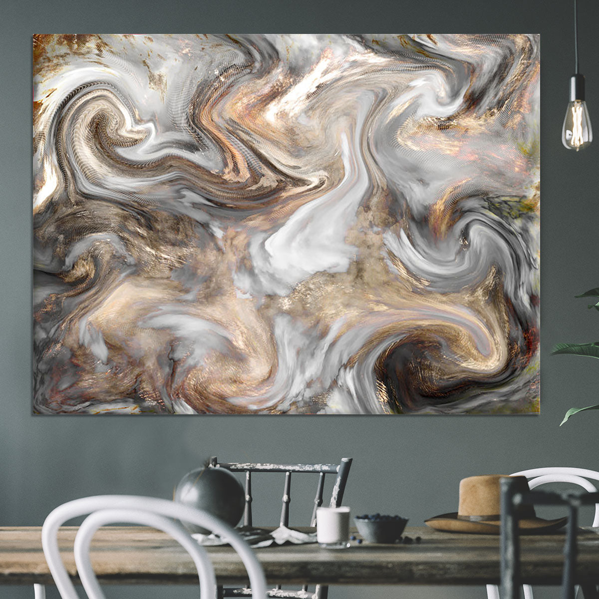Neutral Stone Swirl Marble Canvas Print or Poster - Canvas Art Rocks - 3