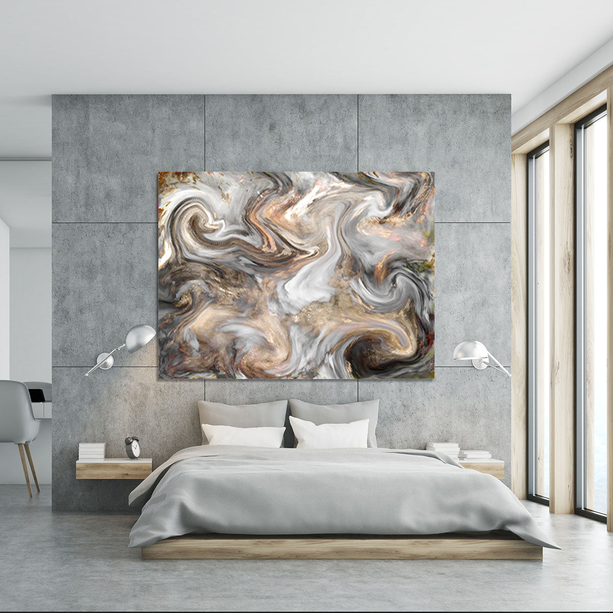 Neutral Stone Swirl Marble Canvas Print or Poster - Canvas Art Rocks - 5