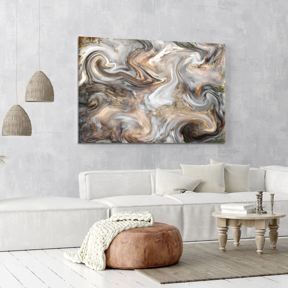 Neutral Stone Swirl Marble Canvas Print or Poster - Canvas Art Rocks - 6