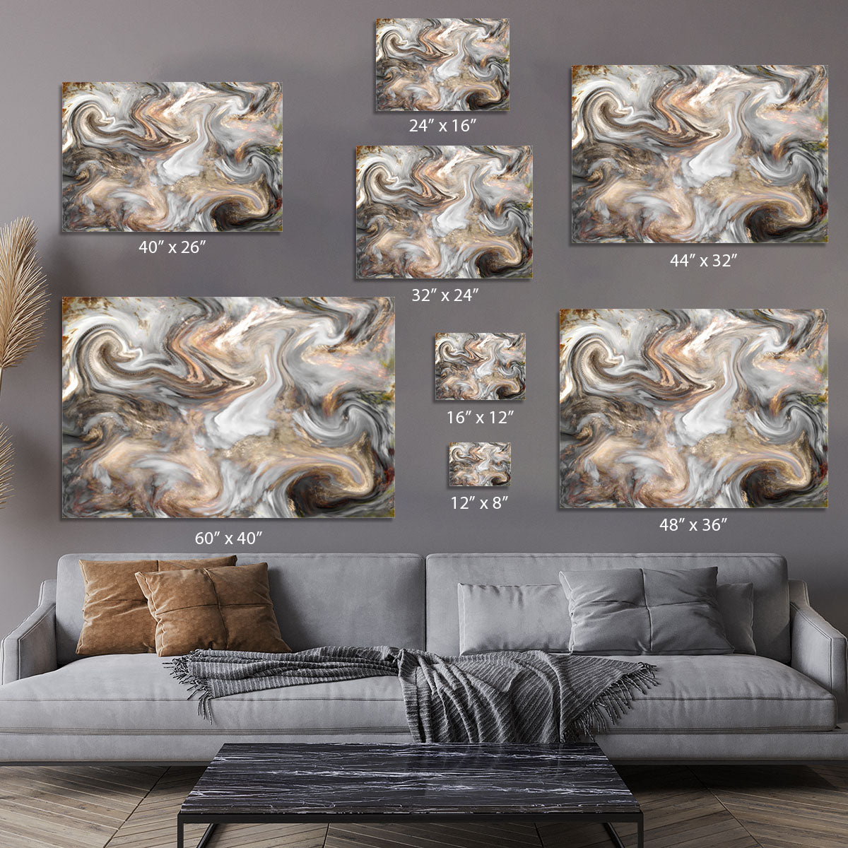 Neutral Stone Swirl Marble Canvas Print or Poster - Canvas Art Rocks - 7