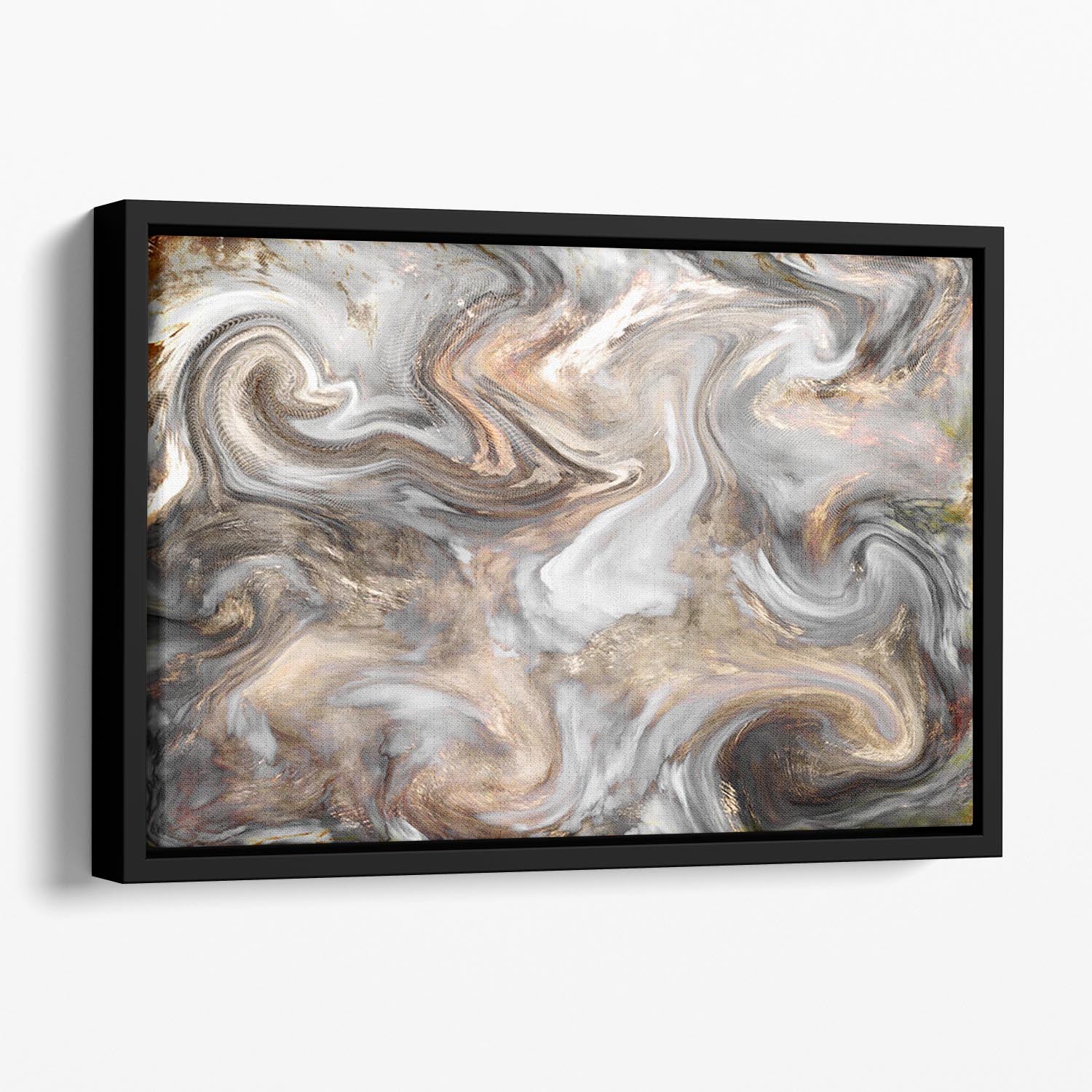 Neutral Stone Swirl Marble Floating Framed Canvas - Canvas Art Rocks - 1