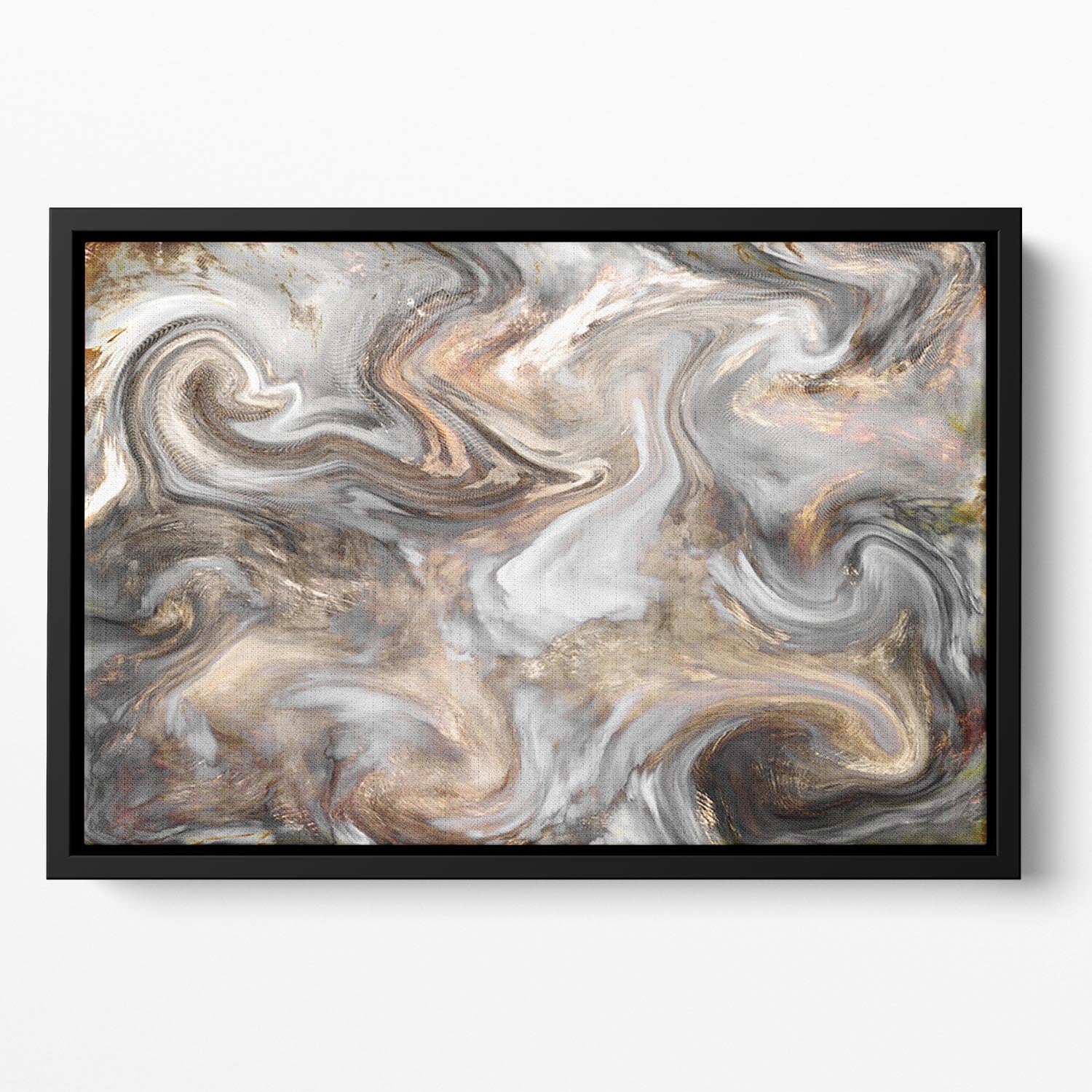 Neutral Stone Swirl Marble Floating Framed Canvas - Canvas Art Rocks - 2