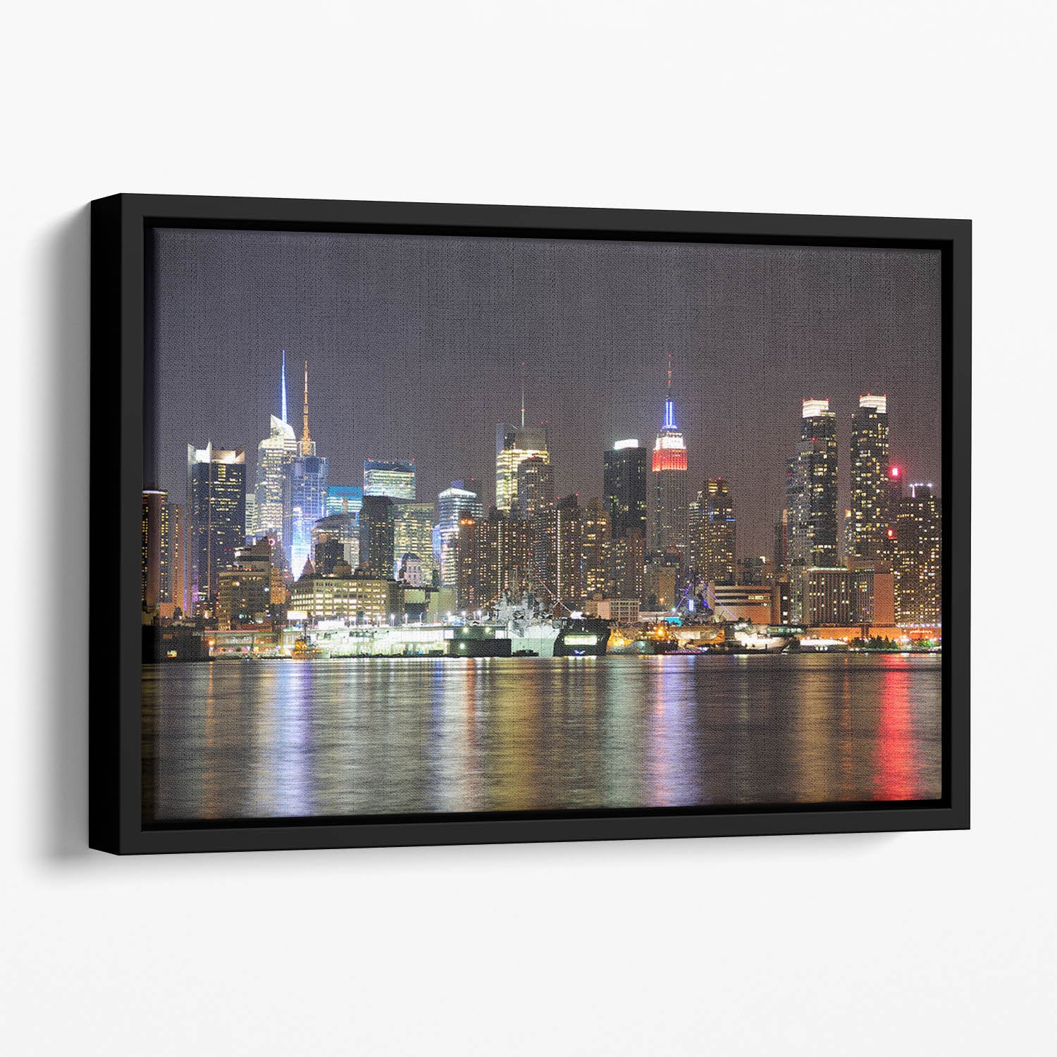 New Jersey Weehawken waterfront Floating Framed Canvas