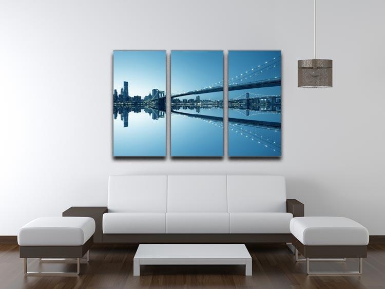 New York City Manhattan skyline panorama 3 Split Panel Canvas Print - Canvas Art Rocks - 3