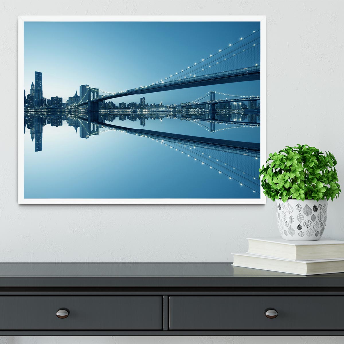 New York City Manhattan skyline panorama Framed Print - Canvas Art Rocks -6