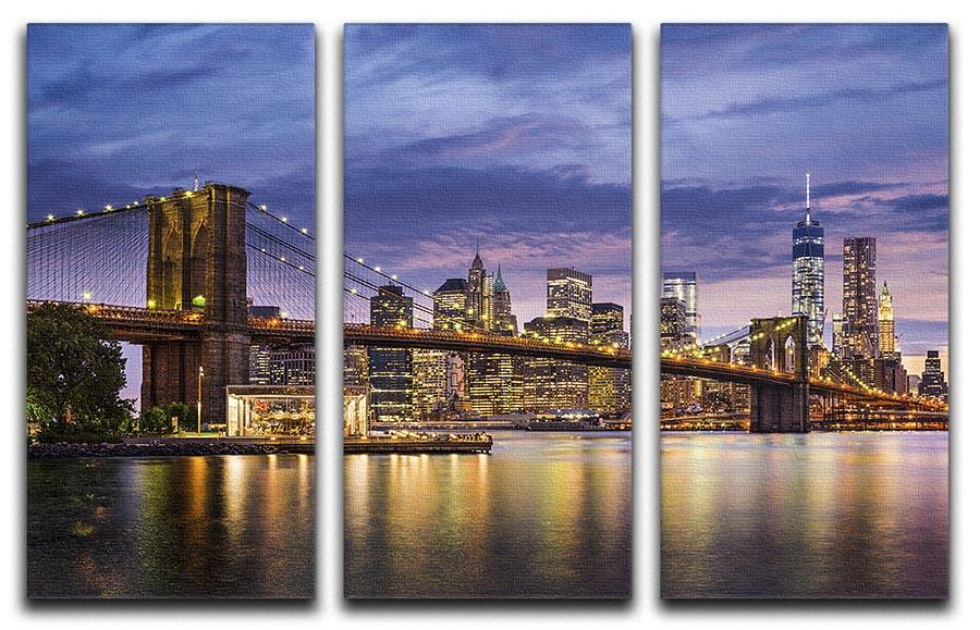 New York City at twilight 3 Split Panel Canvas Print - Canvas Art Rocks - 1