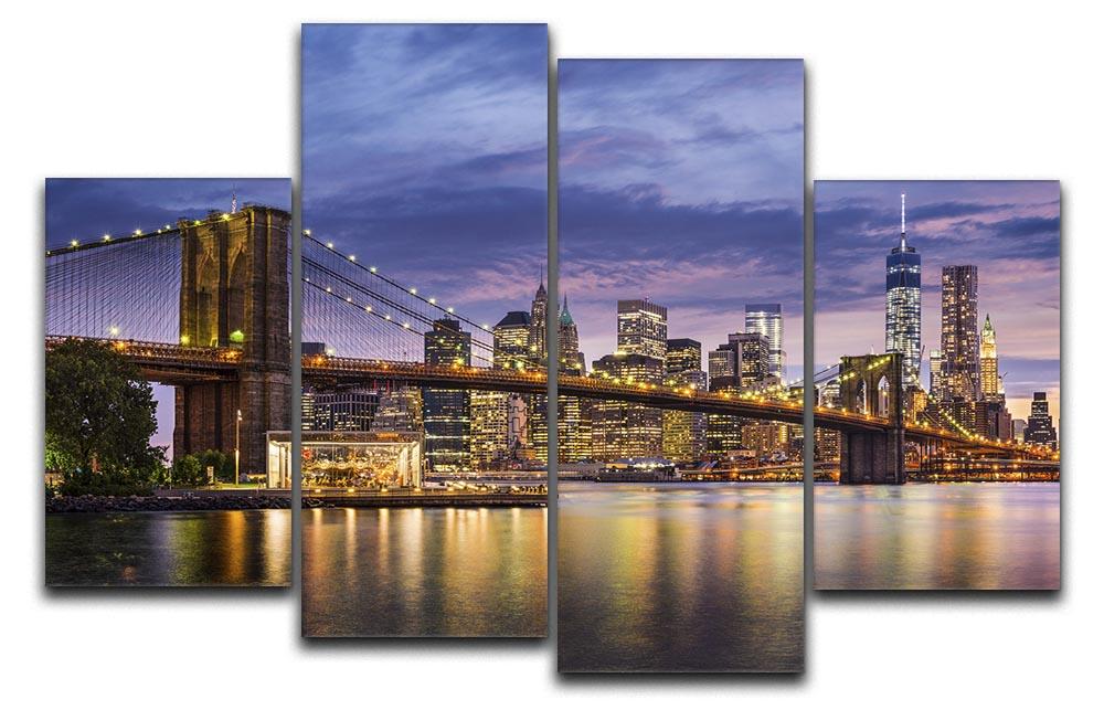 New York City at twilight 4 Split Panel Canvas  - Canvas Art Rocks - 1