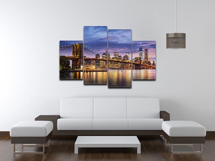 New York City at twilight 4 Split Panel Canvas  - Canvas Art Rocks - 3