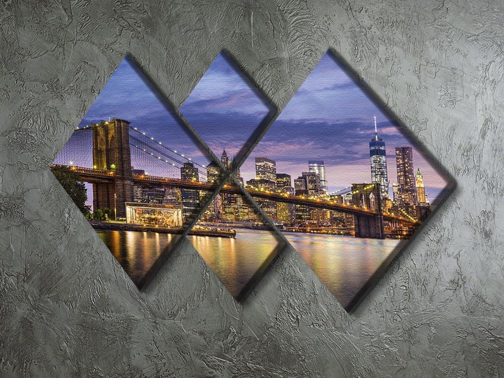 New York City at twilight 4 Square Multi Panel Canvas  - Canvas Art Rocks - 2