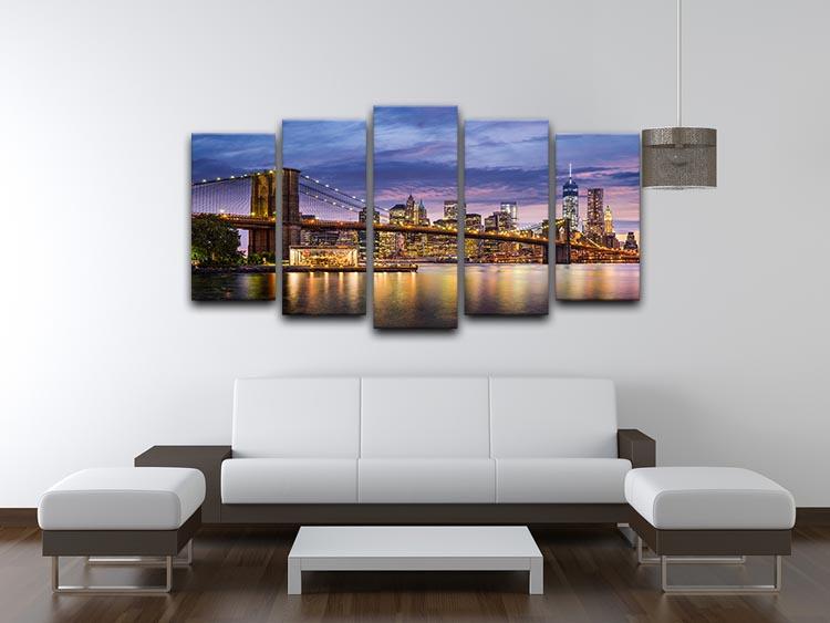 New York City at twilight 5 Split Panel Canvas  - Canvas Art Rocks - 3
