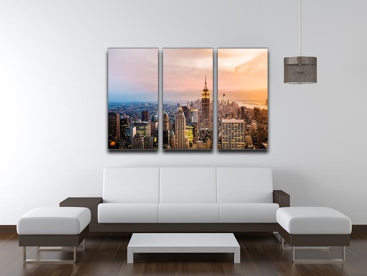 New York City skyline at sunset 3 Split Panel Canvas Print - Canvas Art Rocks - 3